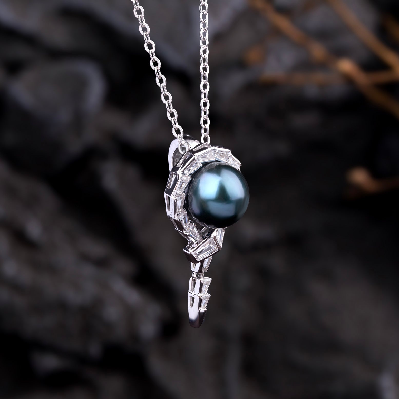 Coiled Snake Black Tahitian  Pearl  Necklece