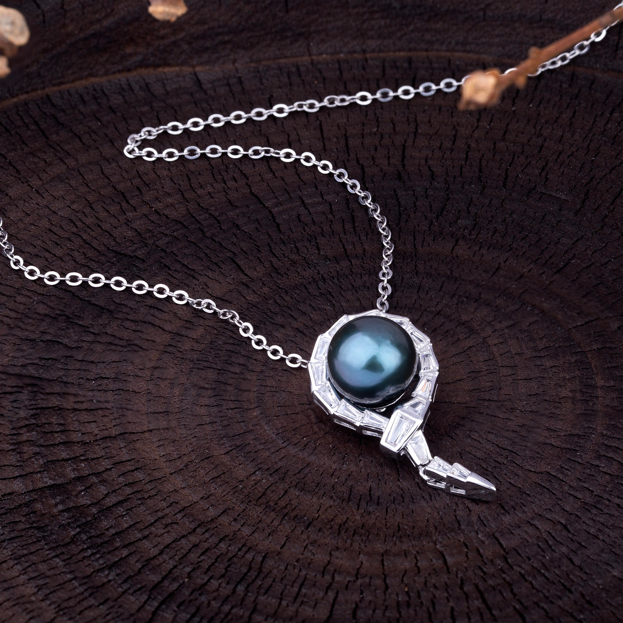 Coiled Snake Black Tahitian  Pearl  Necklece