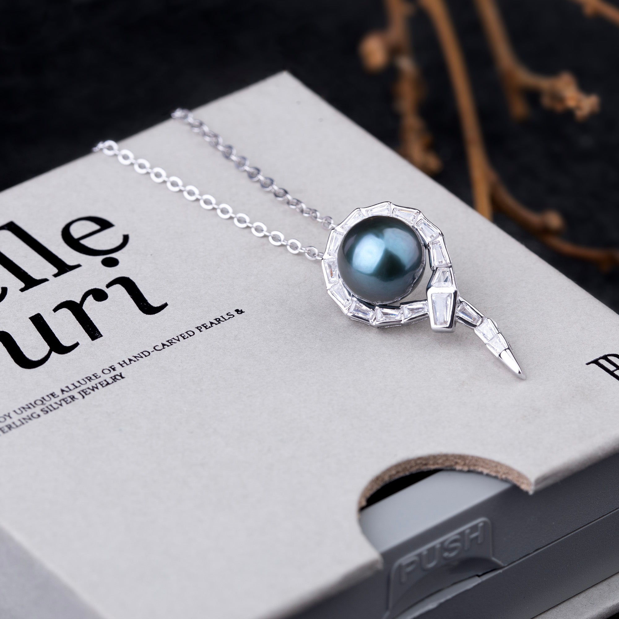 Coiled Snake Black Tahitian  Pearl  Necklece