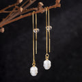Dainty Pearl Skull Ear Threader Earrings