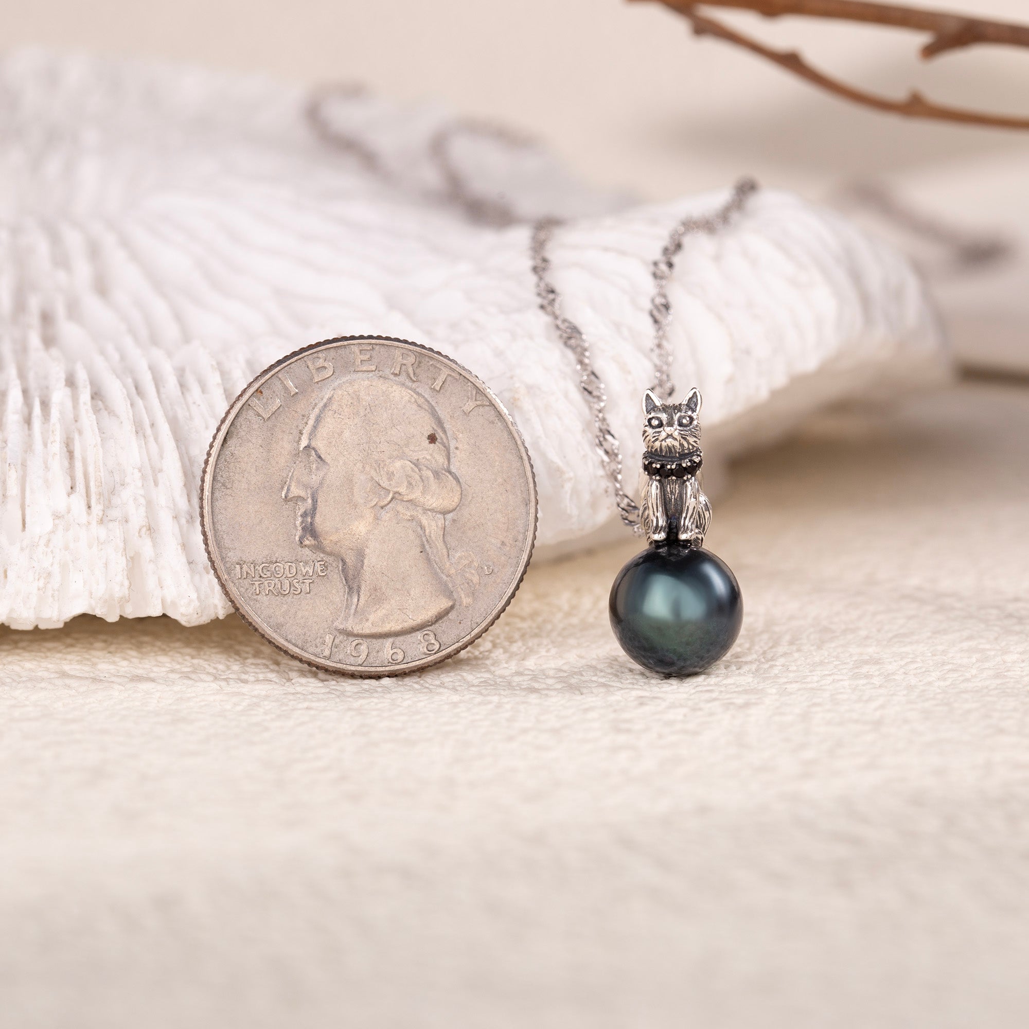 Distressed Celestial Cat Tahitian Pearl Necklace