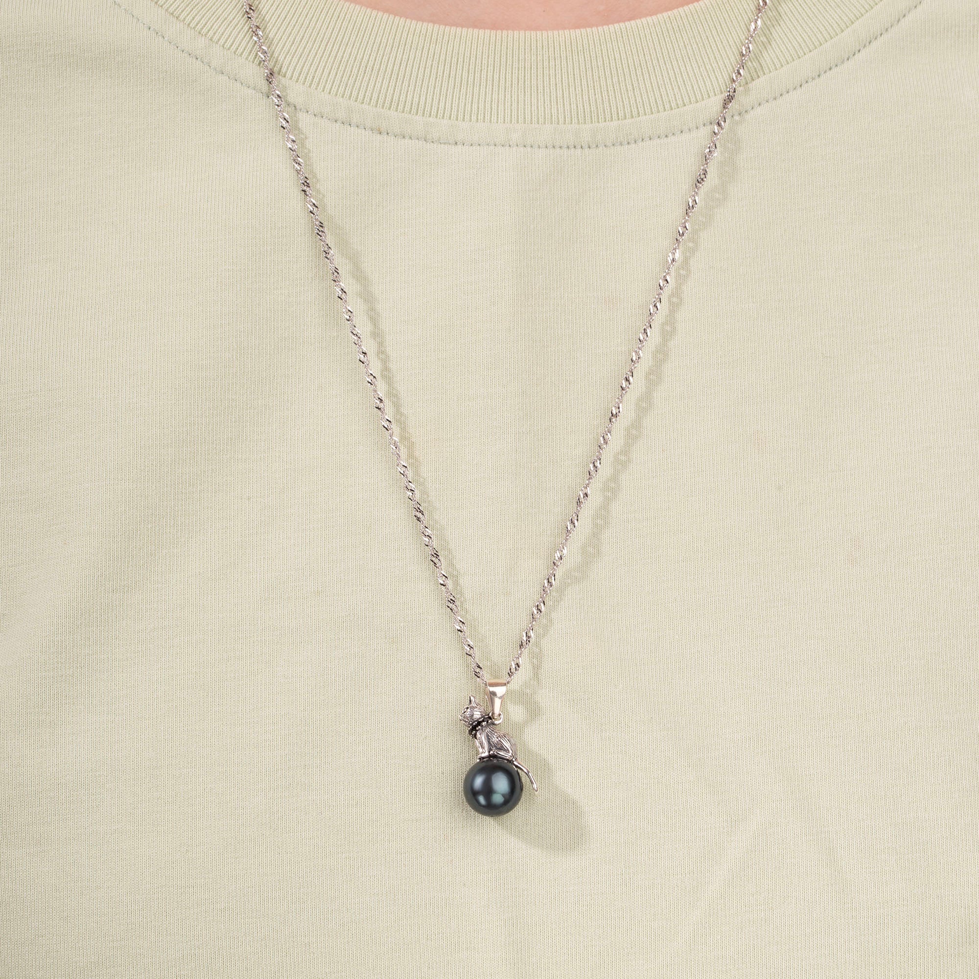 Distressed Celestial Cat Tahitian Pearl Necklace