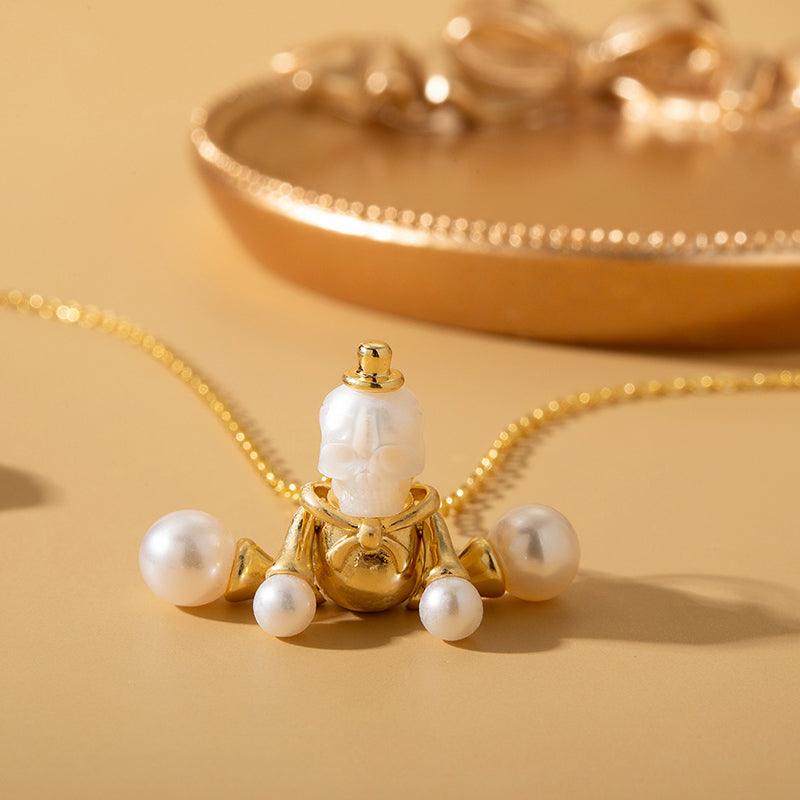 Doll Pearl Skull Necklace - Belle Juri