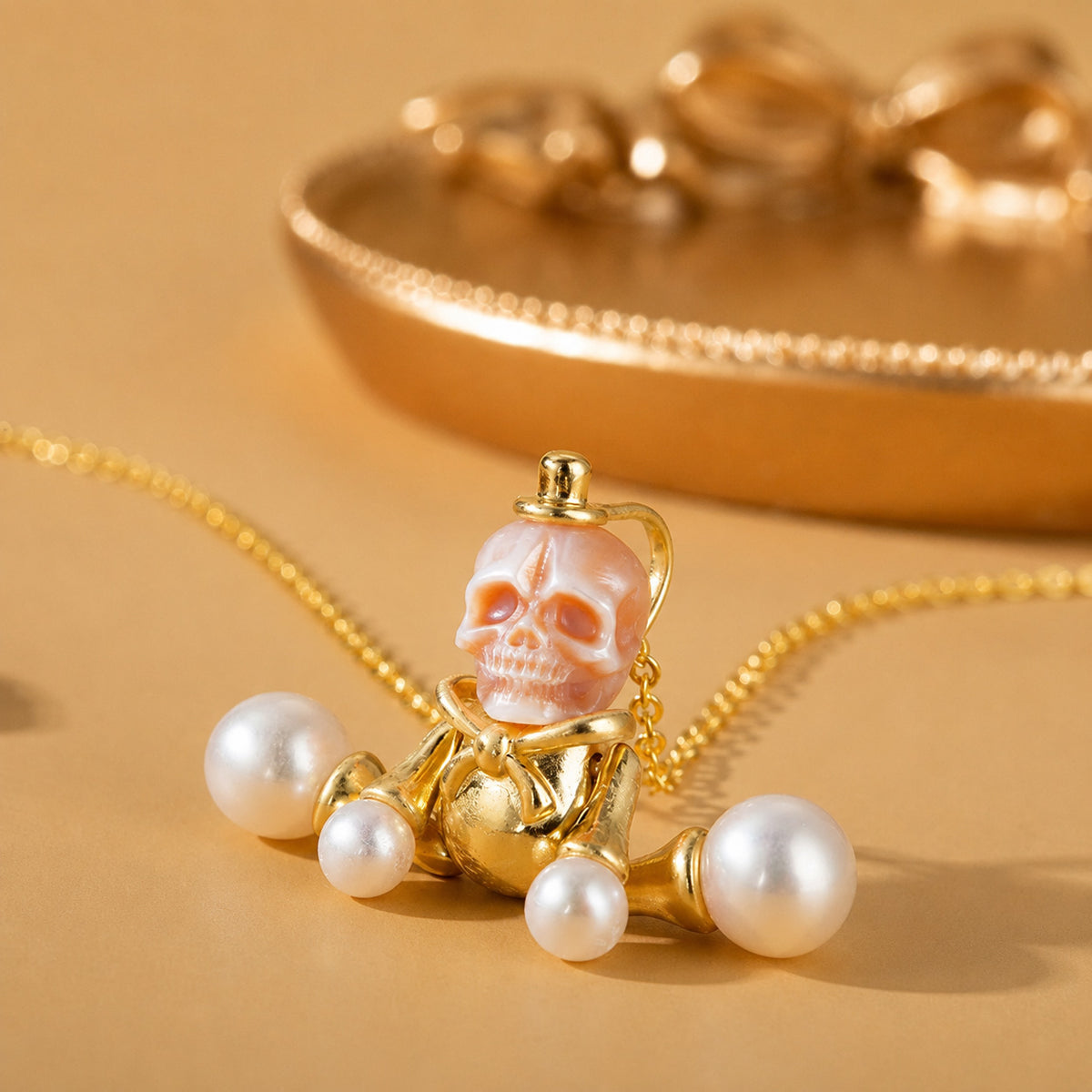 Doll Pearl Skull Necklace