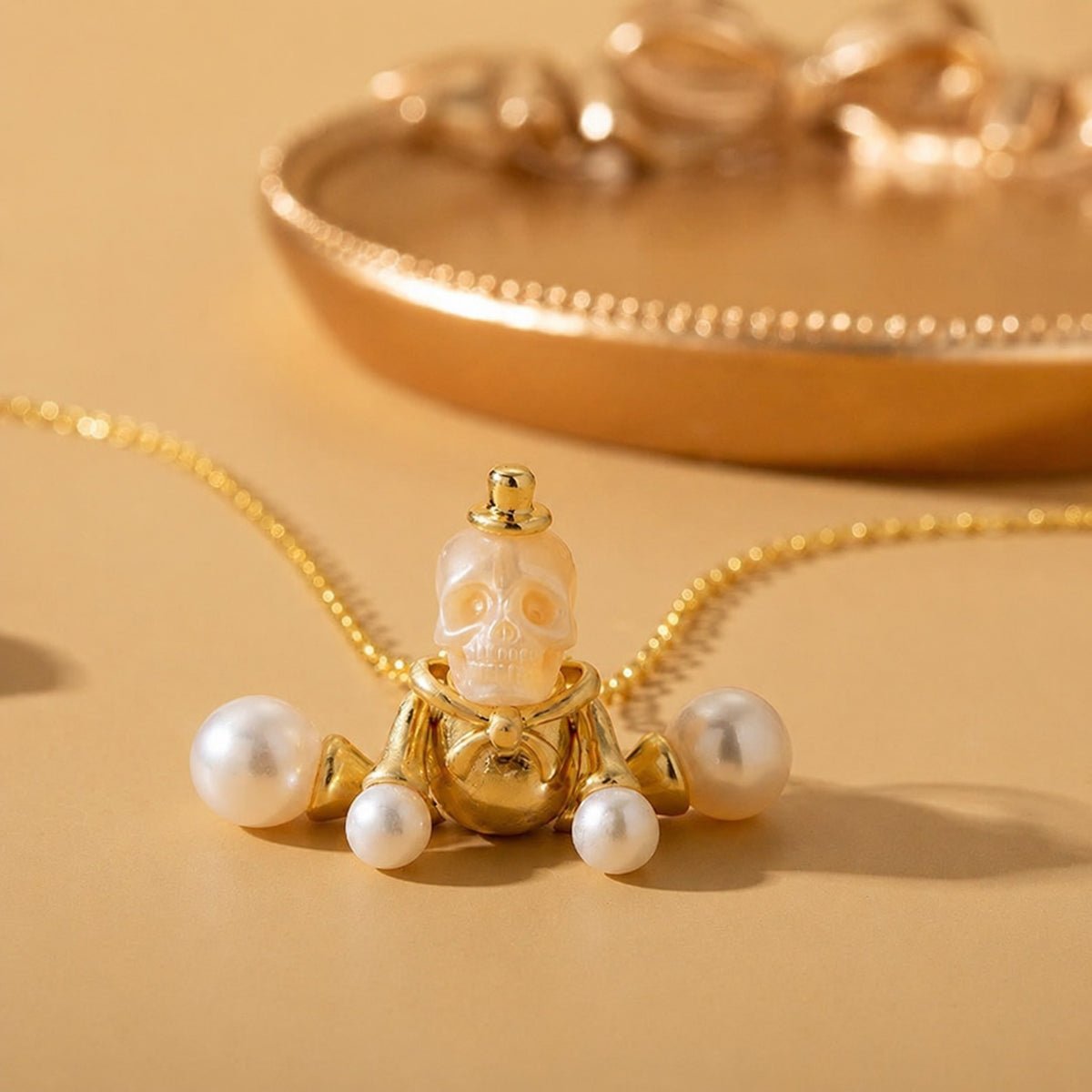 Doll Pearl Skull Necklace