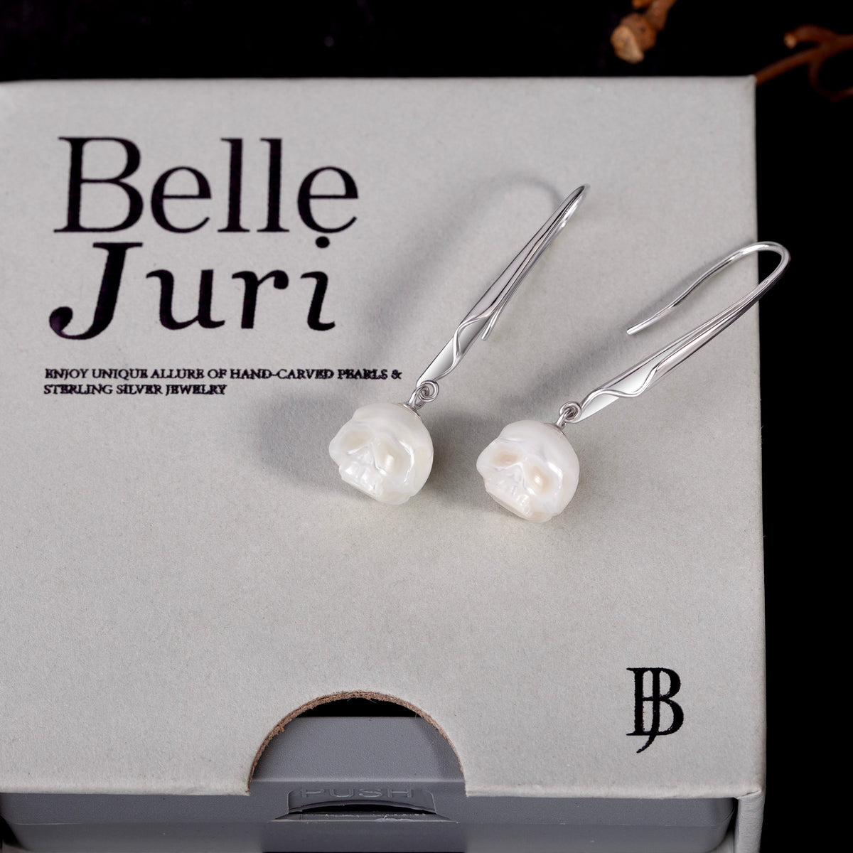 Minimalist Pearl Cranium Hook Earrings