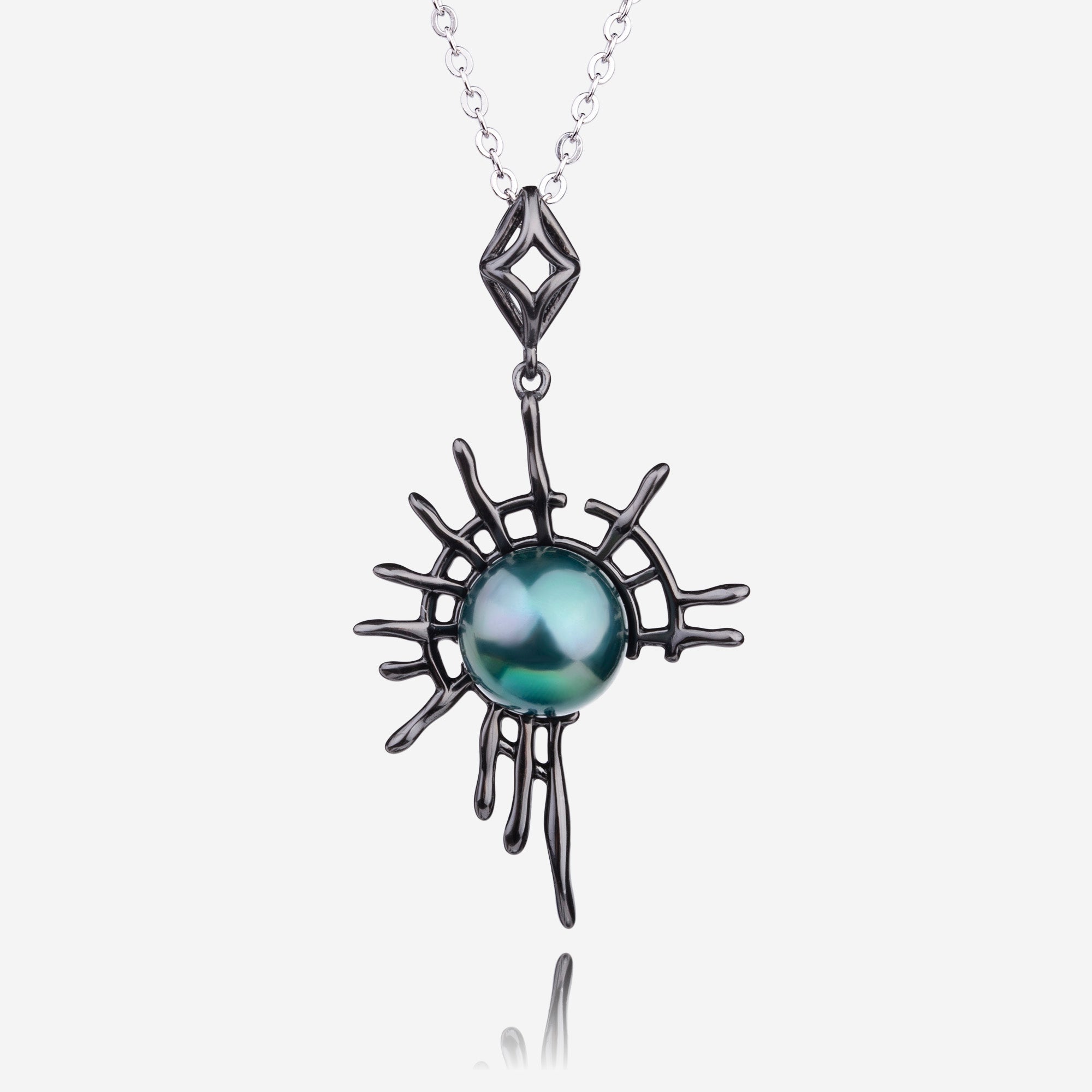 Gothic Sun God Black Tahitian Pearl Necklace