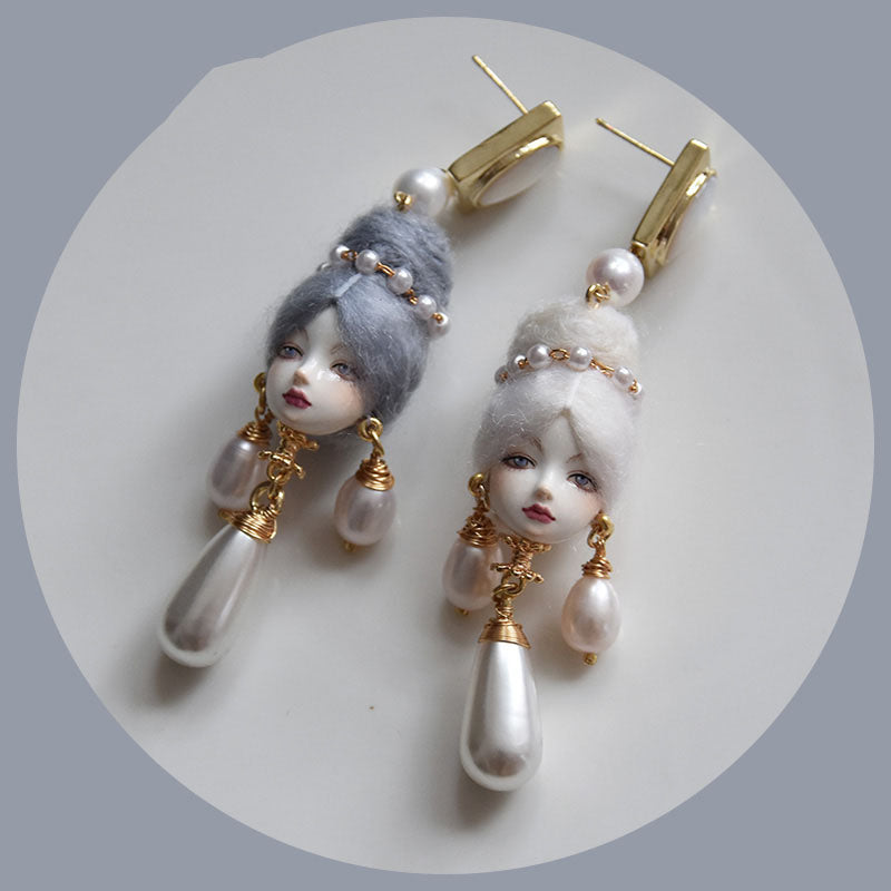 Handcrafted Baroque Doll Pearl Earrings