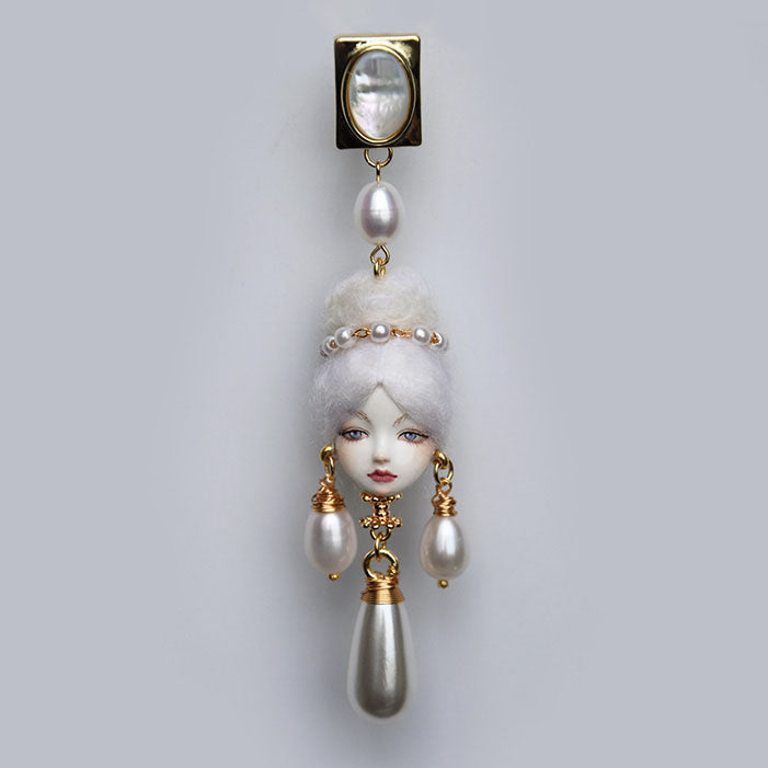 Handcrafted Baroque Doll Pearl Earrings