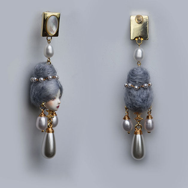 Handcrafted Baroque Doll Pearl Earrings