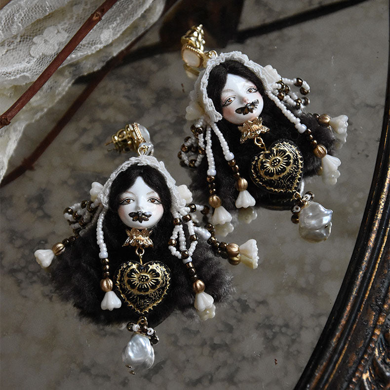 Handcrafted Baroque Doll Pearl Earrings