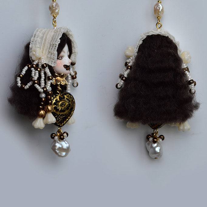 Handcrafted Baroque Doll Pearl Earrings