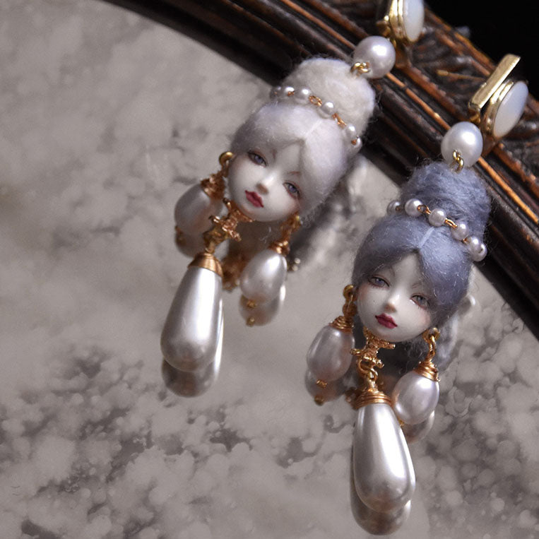 Handcrafted Baroque Doll Pearl Earrings