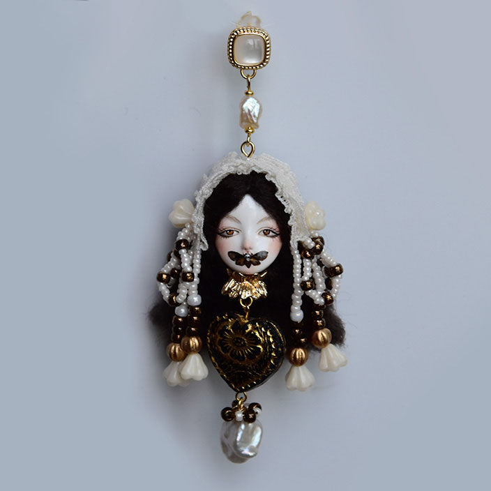 Handcrafted Baroque Doll Pearl Earrings