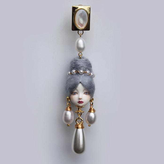 Handcrafted Baroque Doll Pearl Earrings