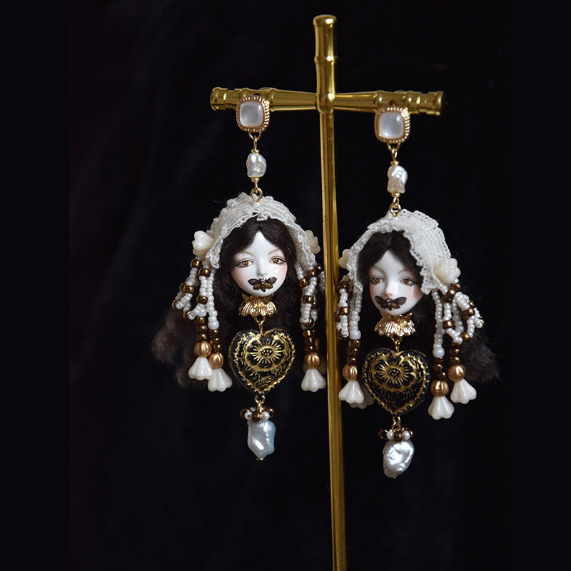 Handcrafted Baroque Doll Pearl Earrings