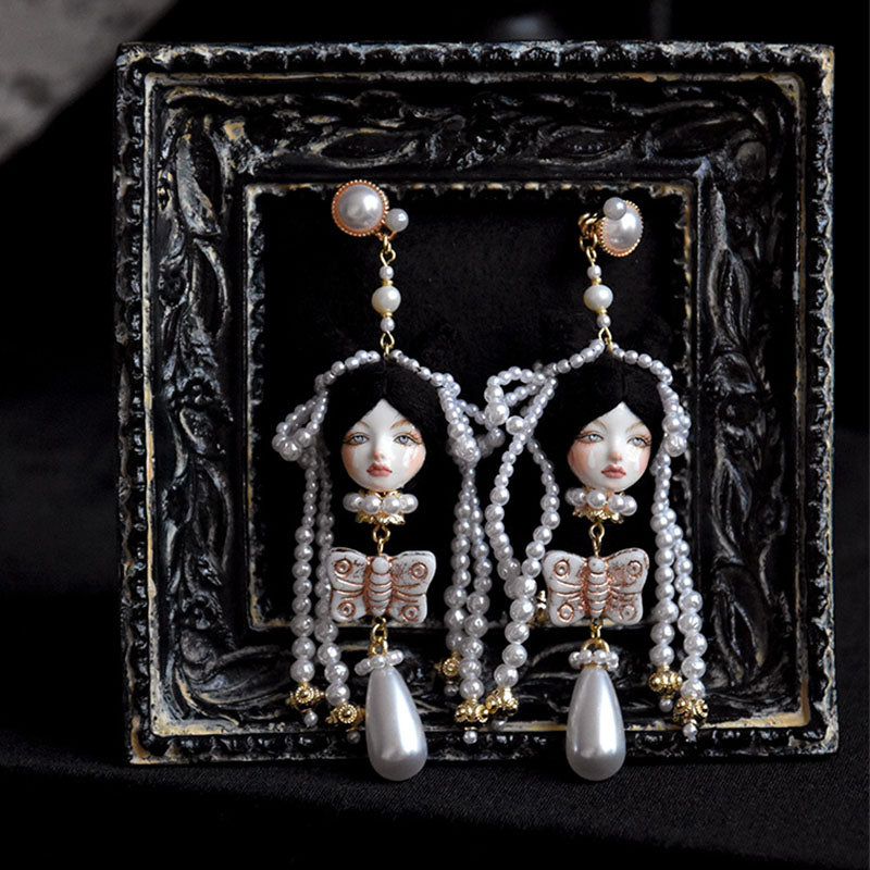 Handcrafted Clay Alice Doll Earrings