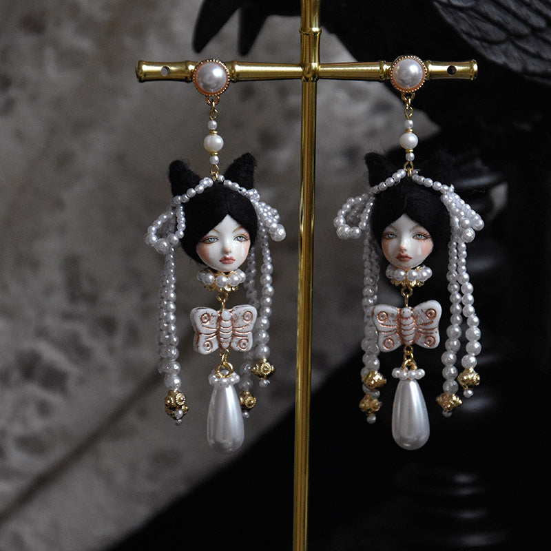 Handcrafted Clay Alice Doll Earrings