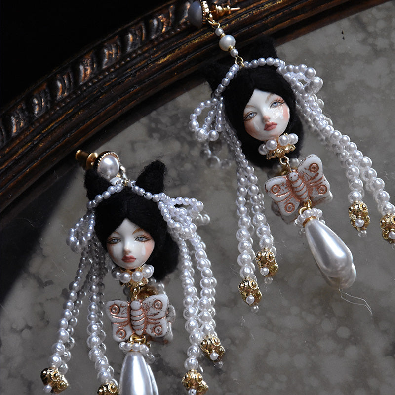 Handcrafted Clay Alice Doll Earrings