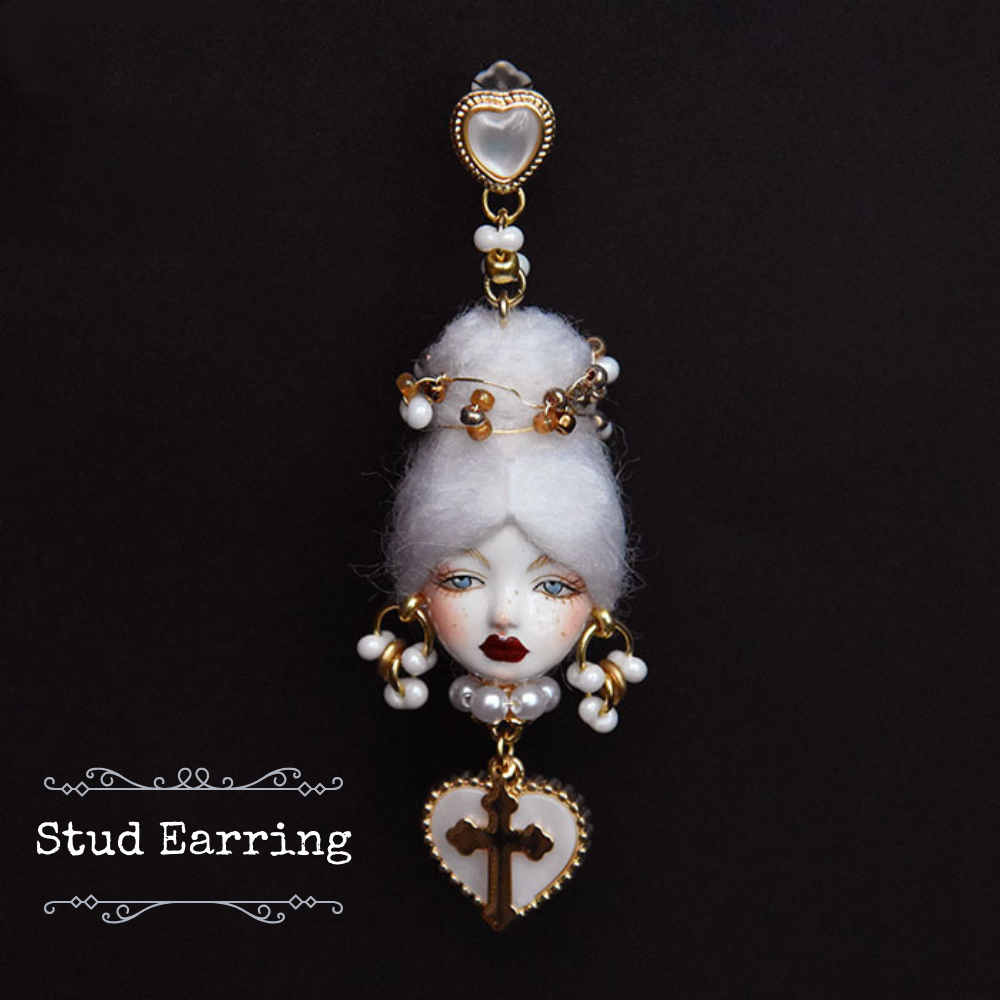 Handcrafted Clay Baroque Doll Earrings