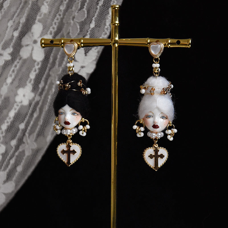 Handcrafted Clay Baroque Doll Earrings