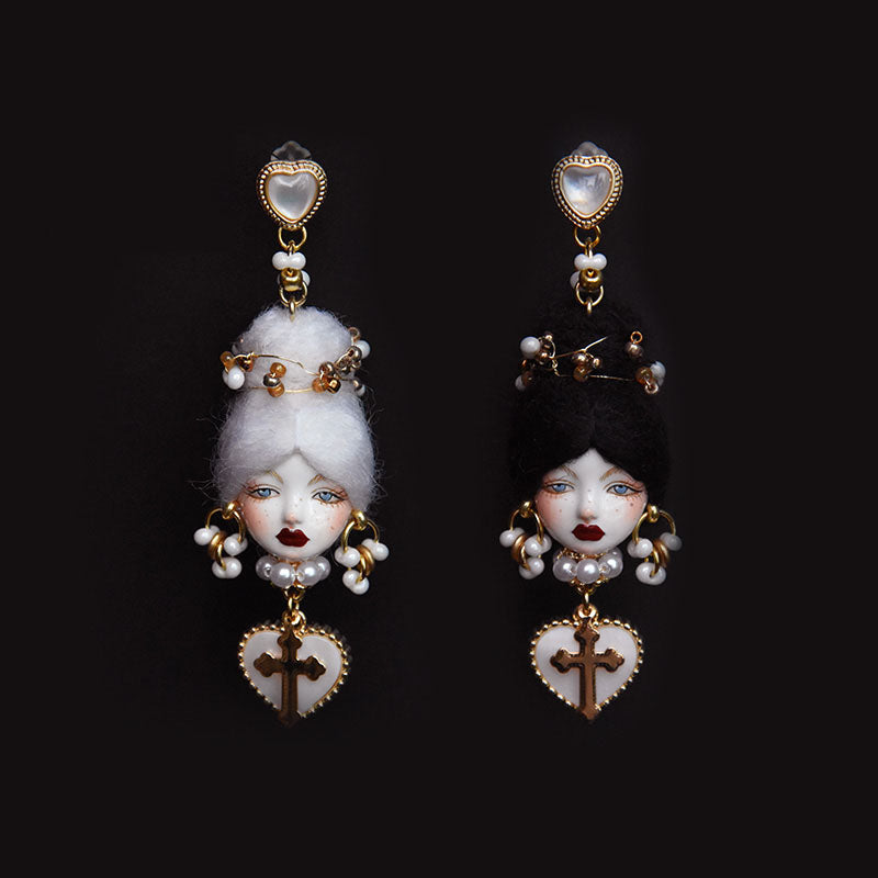 Handcrafted Clay Baroque Doll Earrings