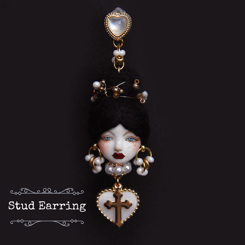 Handcrafted Clay Baroque Doll Earrings