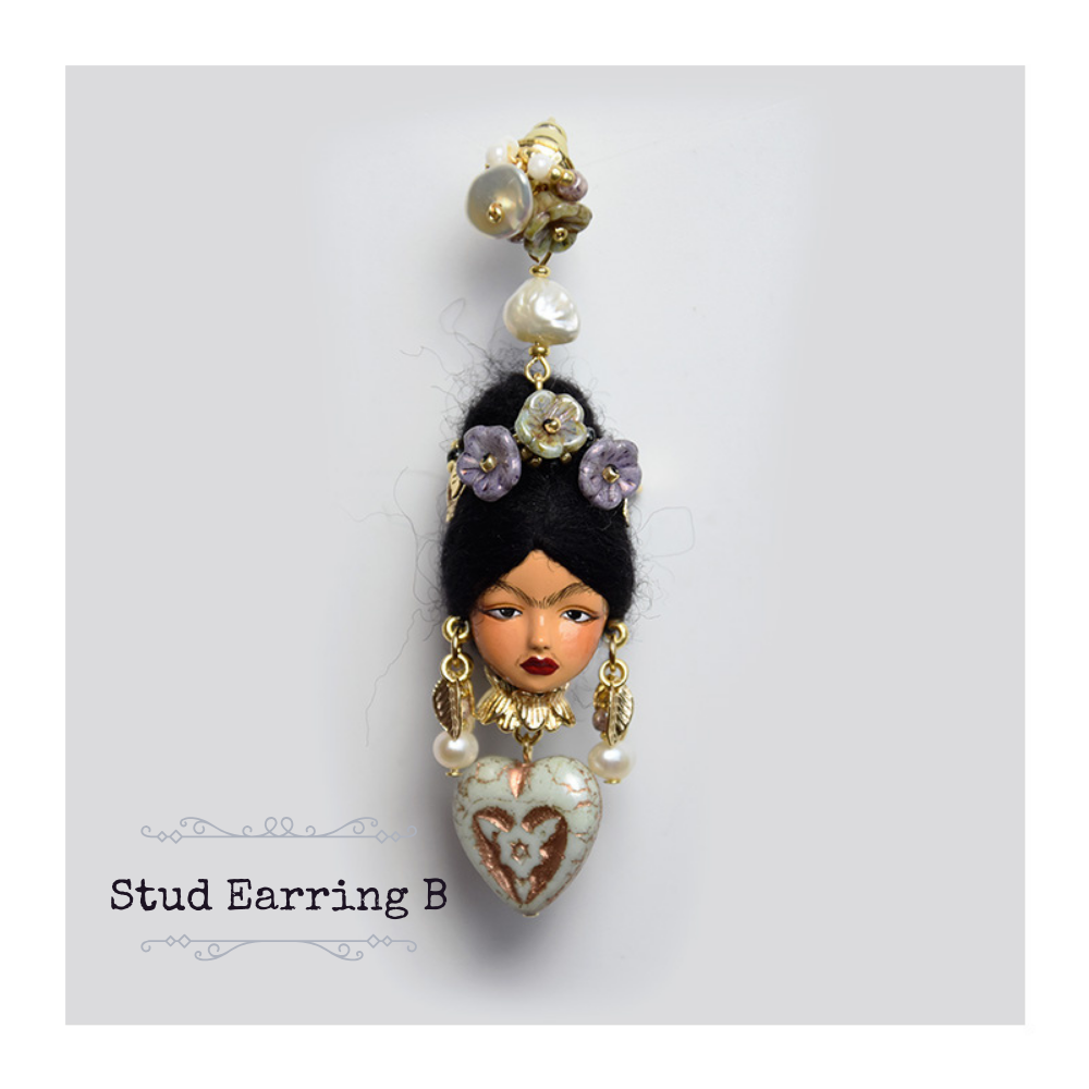 Handcrafted Clay Frida Kahlo Earrings