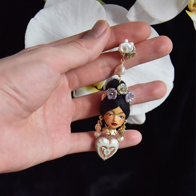 Handcrafted Clay Frida Kahlo Earrings