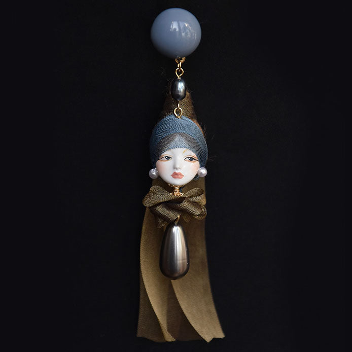 Handcrafted Clay “The Girl with a Pearl Earring”Earrings