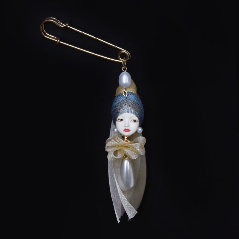 Handcrafted Clay “The Girl with a Pearl Earring”Earrings