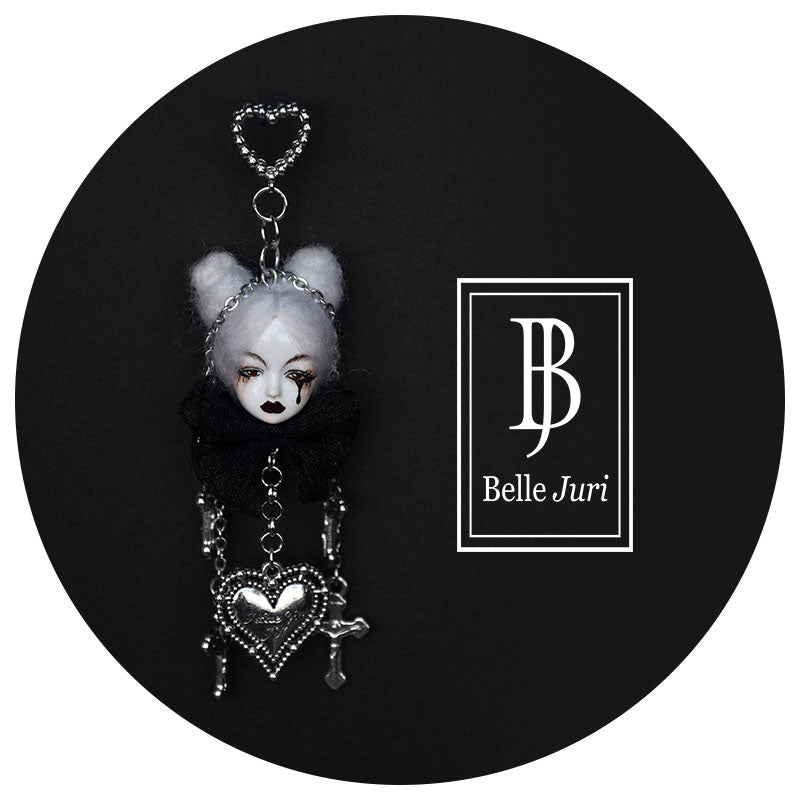 Handcrafted Dark Style Doll with Tears Earrings