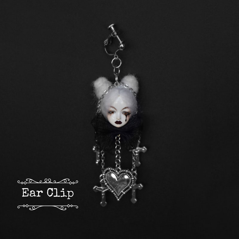 Handcrafted Dark Style Doll with Tears Earrings