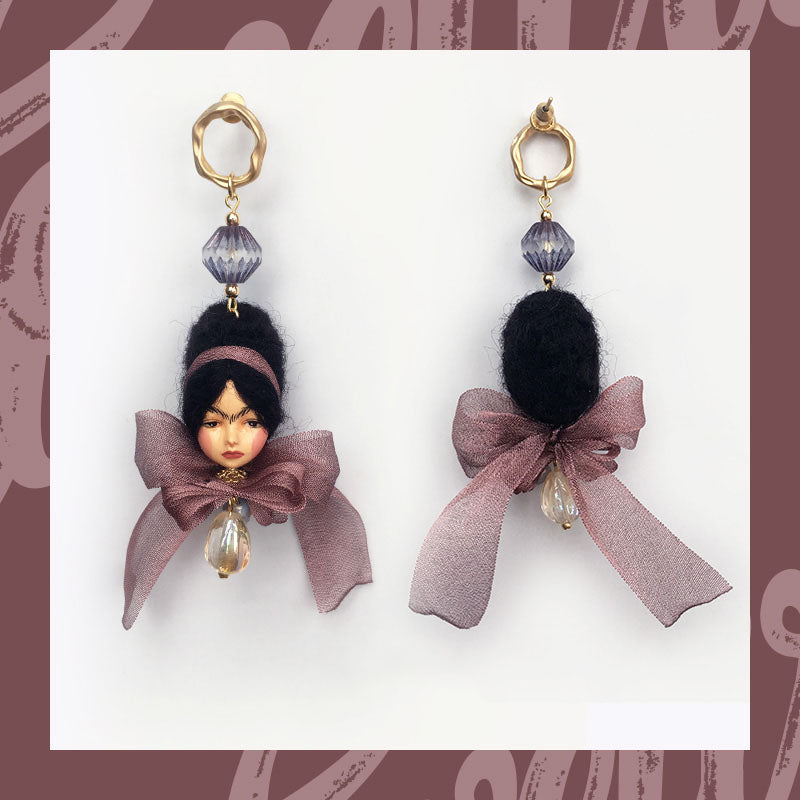 Handcrafted Frida Kahlo Doll Earrings