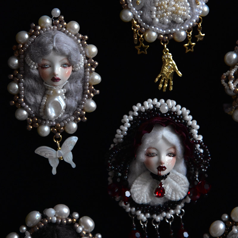 Handmade Antique-Inspired Royal Court Doll Brooch