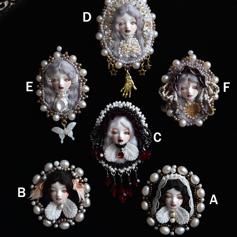 Handmade Antique-Inspired Royal Court Doll Brooch