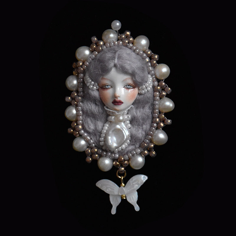 Handmade Antique-Inspired Royal Court Doll Brooch