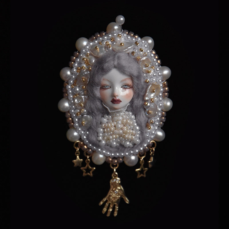 Handmade Antique-Inspired Royal Court Doll Brooch