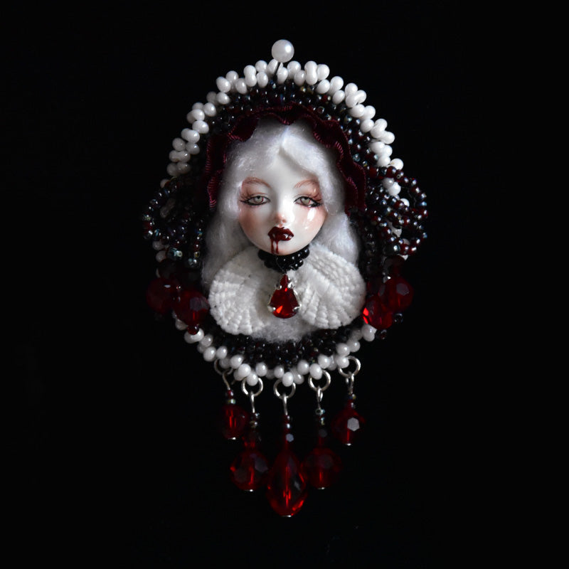 Handmade Antique-Inspired Royal Court Doll Brooch