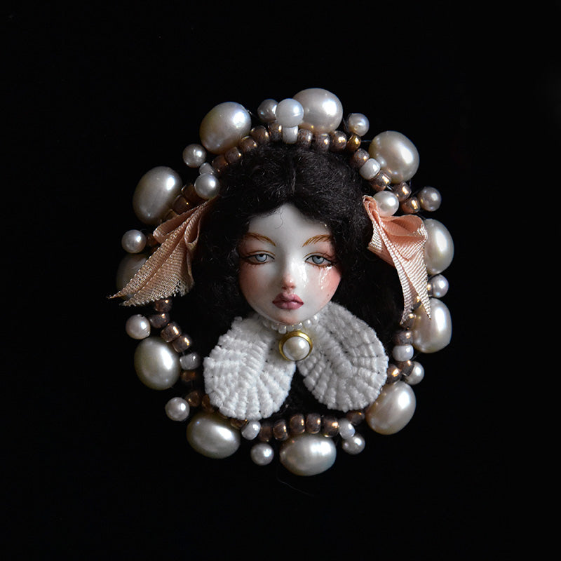 Handmade Antique-Inspired Royal Court Doll Brooch