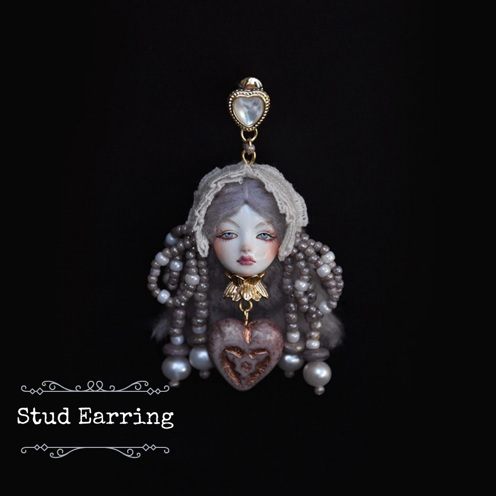 Handmade Clay Lolita Style Doll Earrings