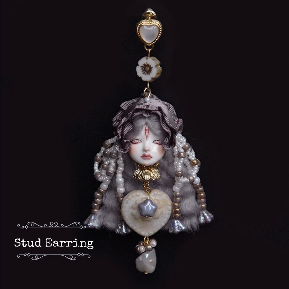 Handmade Pearl Lolita Doll Earrings