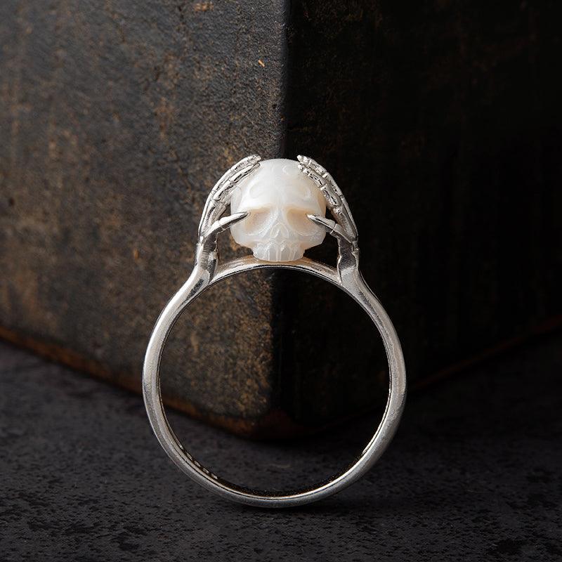 Hands On Head Pearl Cranium Ring - Belle Juri