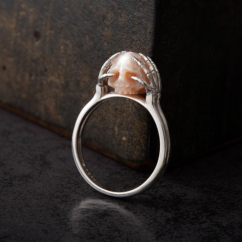 Hands On Head Pearl Cranium Ring - Belle Juri