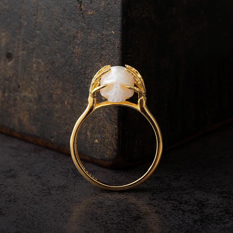 Hands On Head Pearl Cranium Ring - Belle Juri