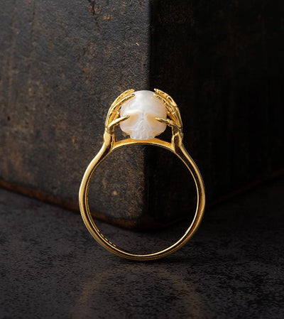 Hands On Head Pearl Cranium Ring - Belle Juri