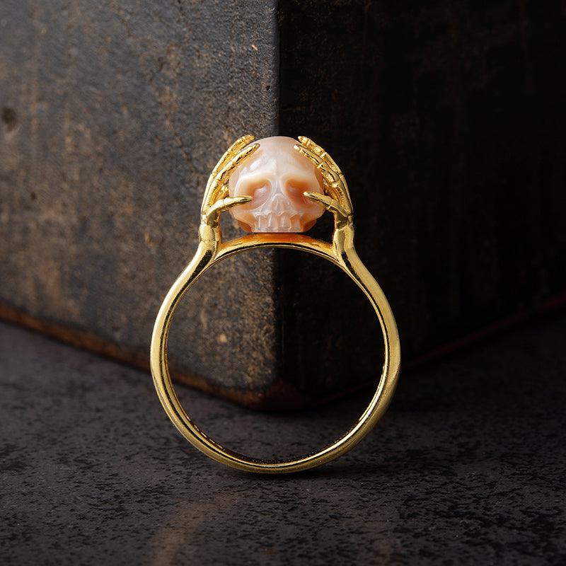 Hands On Head Pearl Cranium Ring - Belle Juri