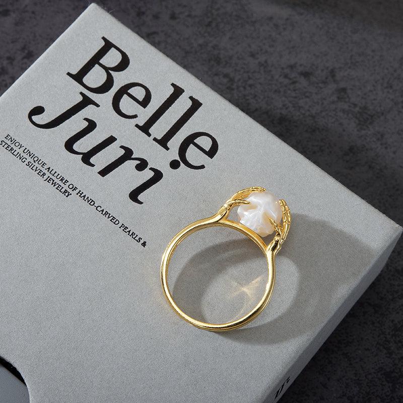 Hands On Head Pearl Cranium Ring - Belle Juri