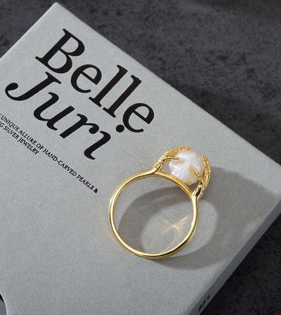 Hands On Head Pearl Cranium Ring - Belle Juri