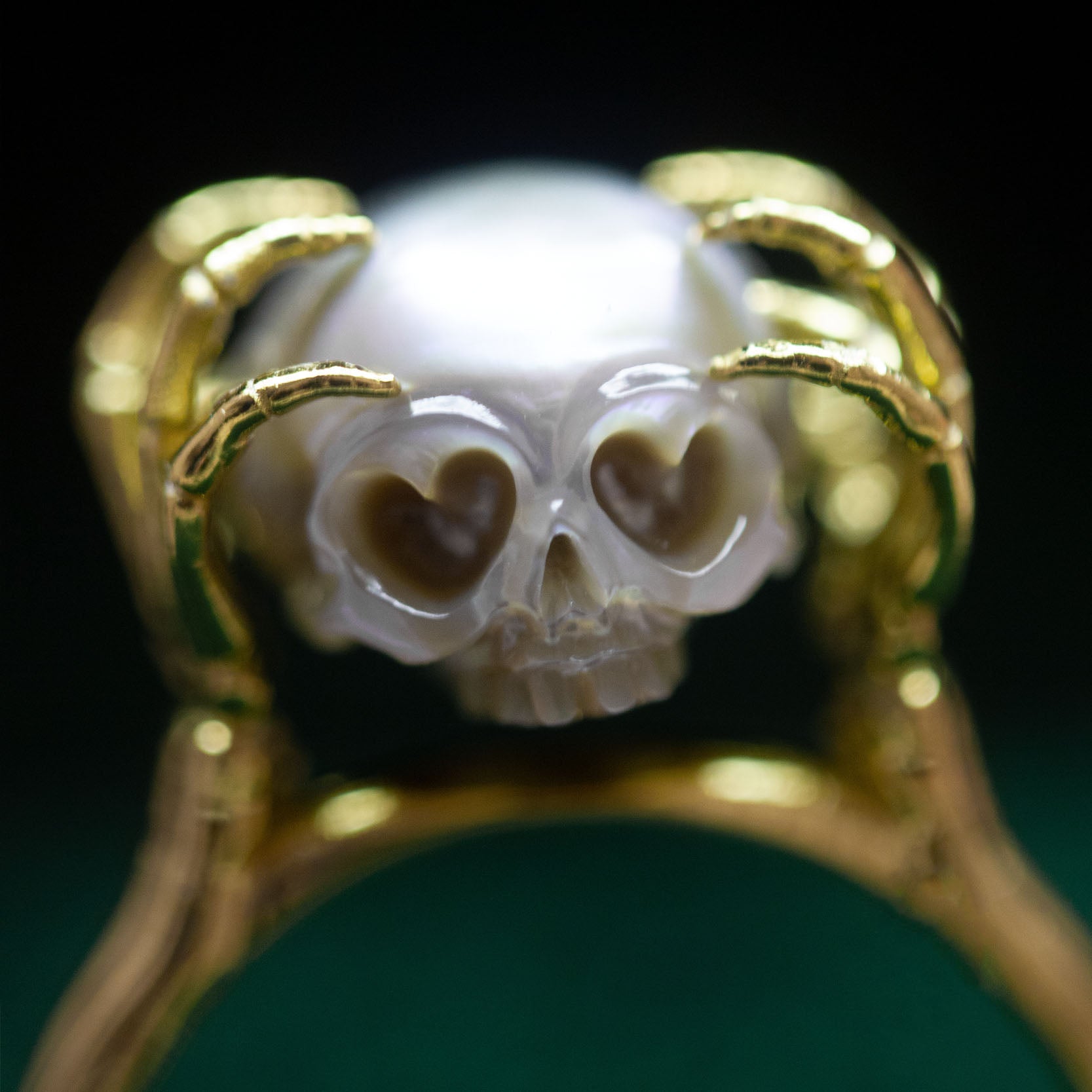 Heart Eyes Be A Thinker Pearl Cranium Ring